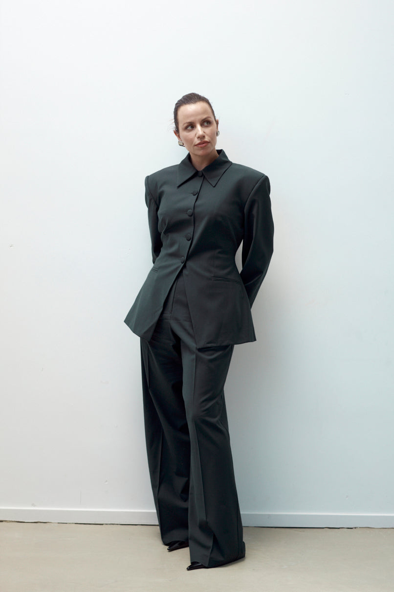 NOIR WIDE LEG TAILORED TROUSERS