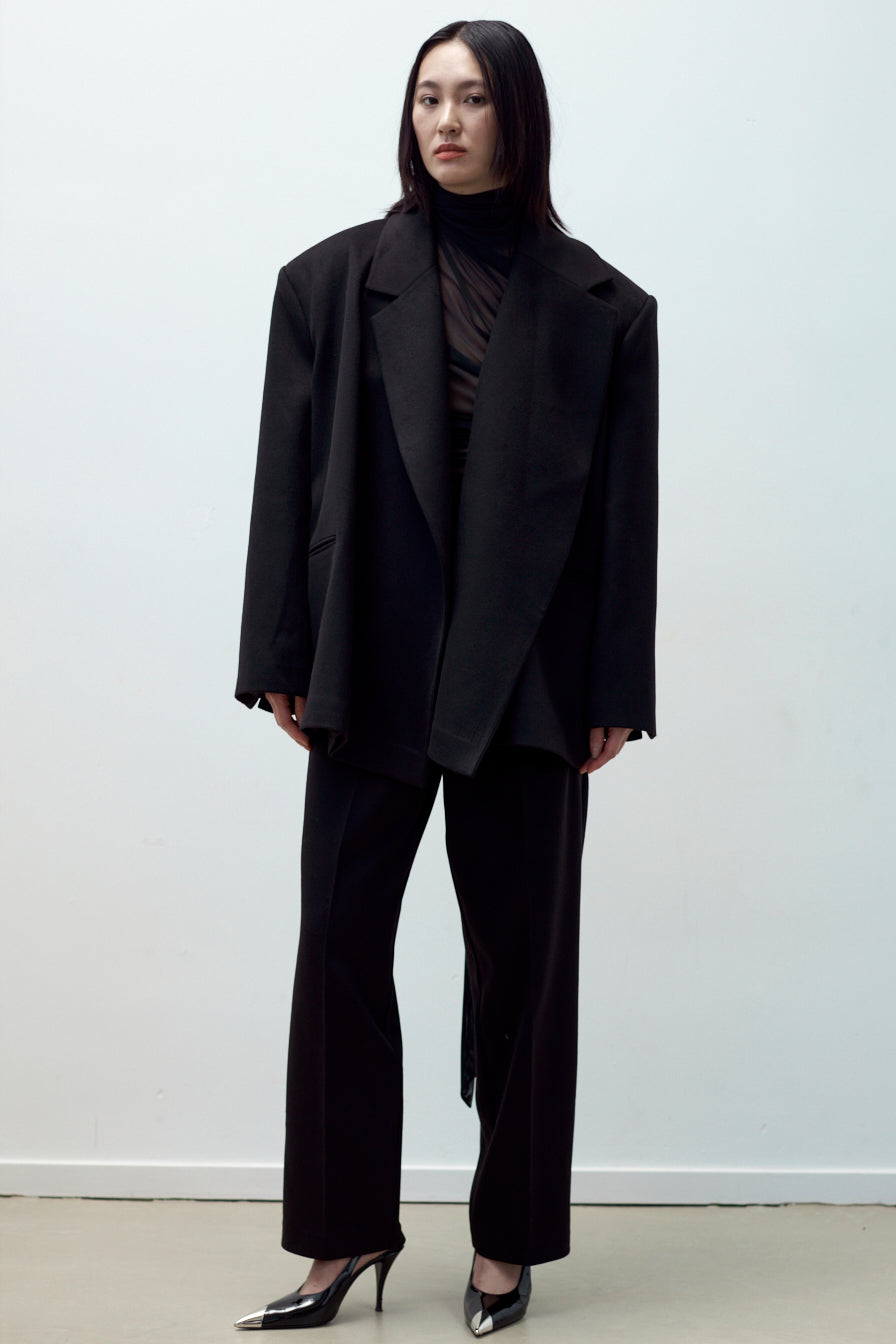 BLACK STRUCTURED WOOL BLAZER