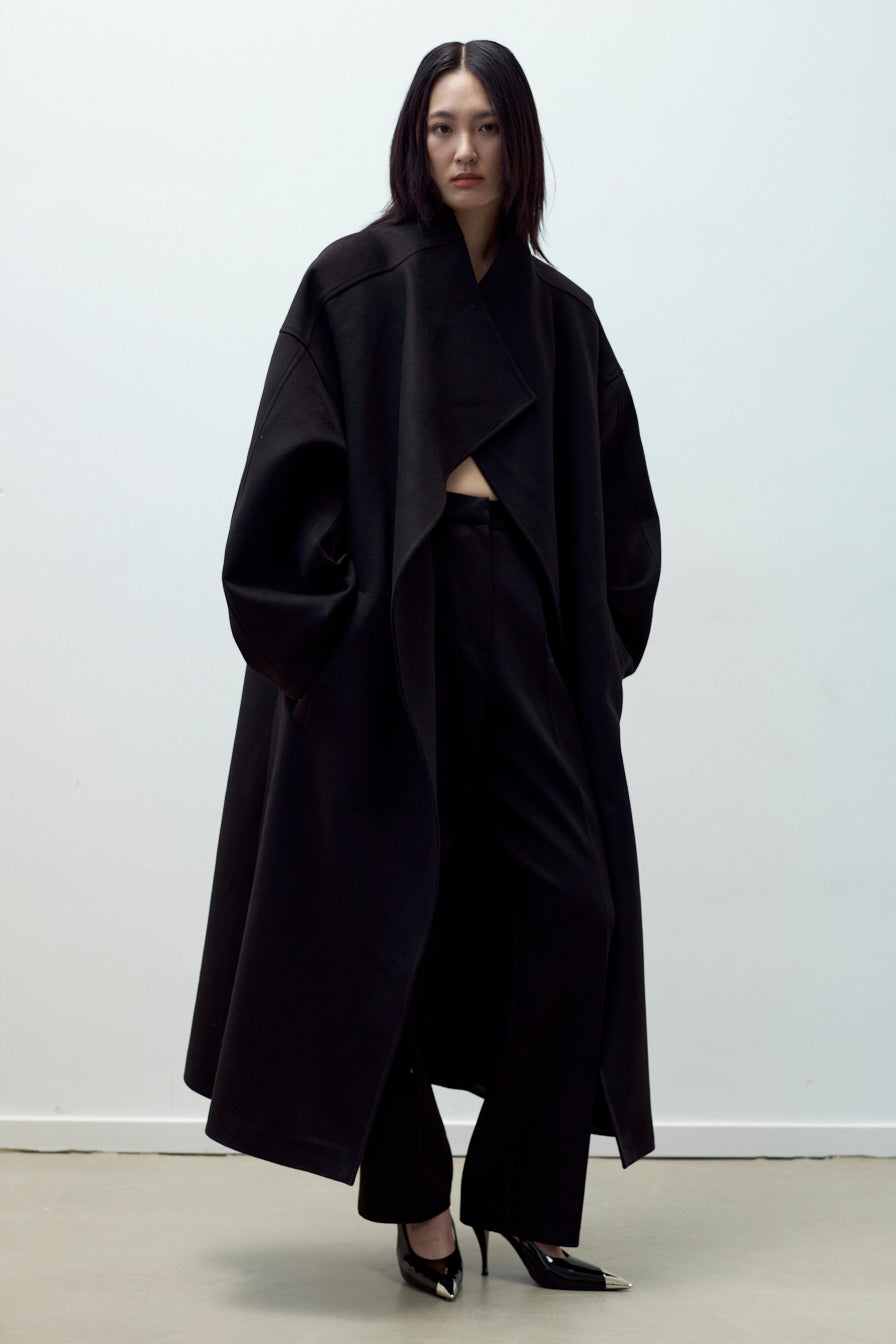 SCULPTURAL WOOL WRAP COAT