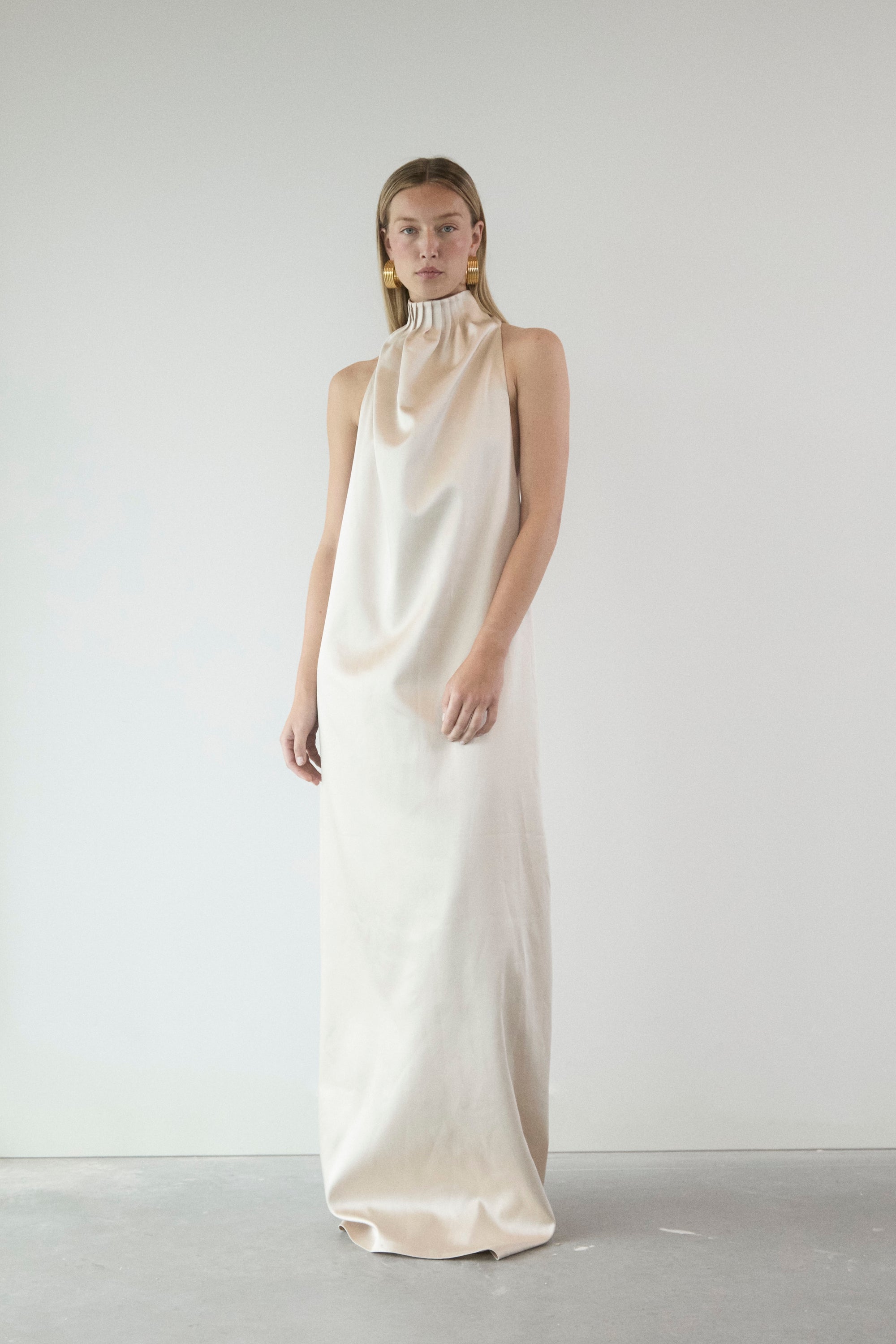 IVORY HALTER DRESS