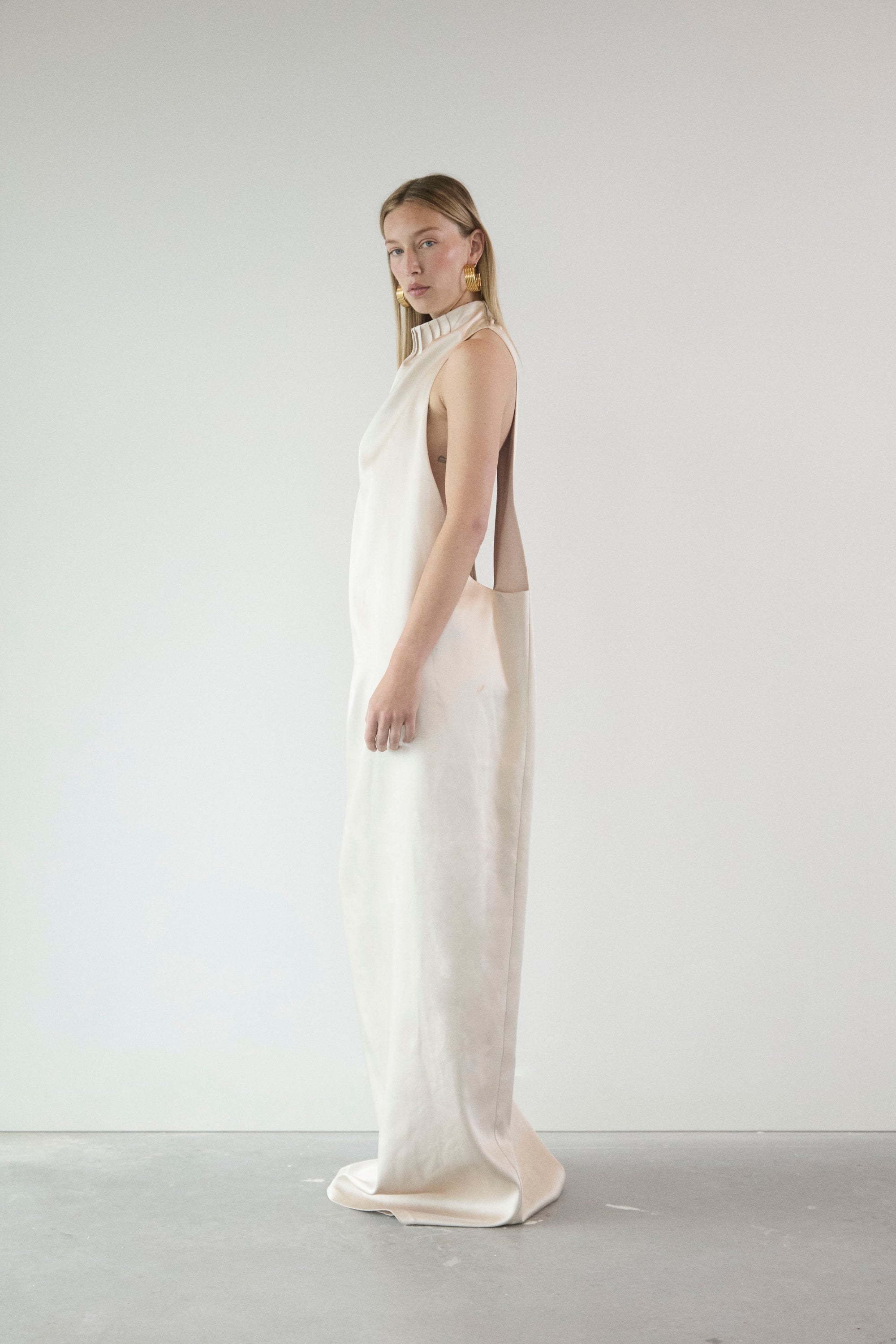 IVORY HALTER DRESS