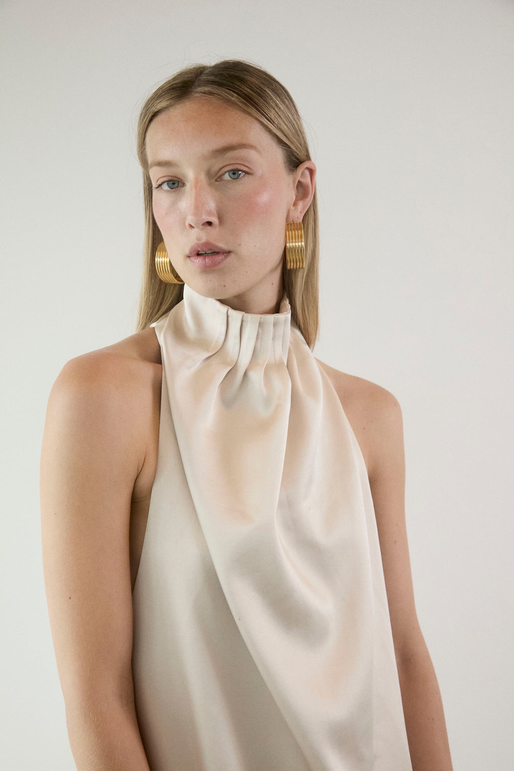 IVORY HALTER DRESS