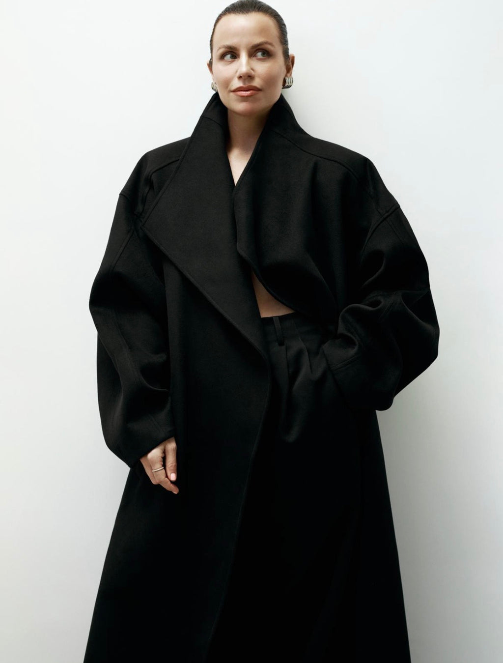 SCULPTURAL WOOL WRAP COAT