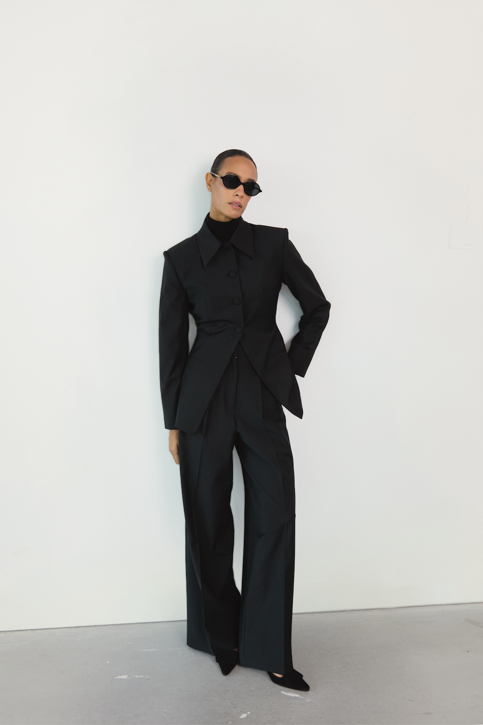 NOIR WIDE LEG TAILORED TROUSERS